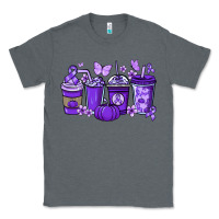 Charcoal Heather Cancer coffee cups purple ribbon Classic Tee - NancyCooperArtShop