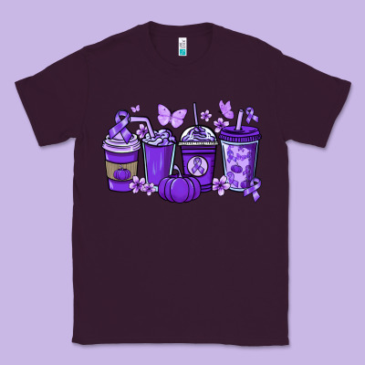 Cancer Coffee Cups Purple Ribbon Classic Tee Designed By Nancycooperartshop