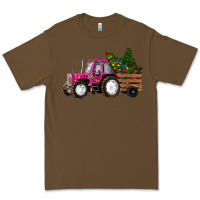Cacao Pink Christmas Farm Tractor Premium Tee - RanaPortraitStore