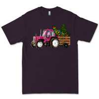 Plum Pink Christmas Farm Tractor Premium Tee - RanaPortraitStore