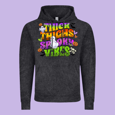 Thick Thighs And Spooky Vibes Vintage Hoodie Designed By Cowgirlartshop