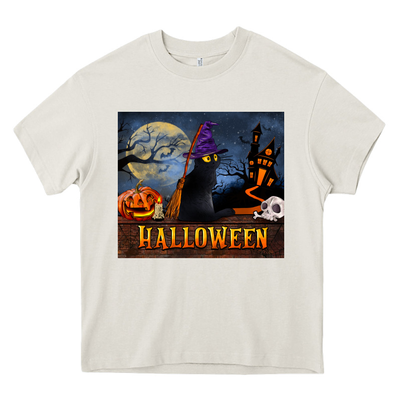 Black Cat Halloween Heavy Core Tee by LillyAllenDesigns | Teevron