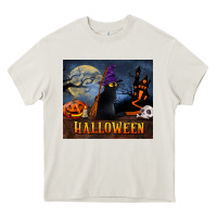 Cream Black Cat Halloween Heavy Core Tee - LillyAllenDesigns