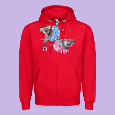 Koalas With Tutu Zipper Hoodie Designed By Lillyallendesigns