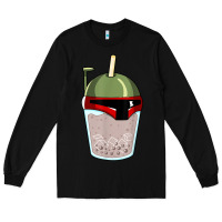 Black bubble fett boba tea funny sci fi pun pearl milk tea gift t shirt Long Sleeve Tee - minhPixels