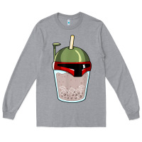 Heather Grey bubble fett boba tea funny sci fi pun pearl milk tea gift t shirt Long Sleeve Tee - minhPixels