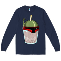 Navy bubble fett boba tea funny sci fi pun pearl milk tea gift t shirt Long Sleeve Tee - minhPixels