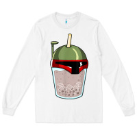 White bubble fett boba tea funny sci fi pun pearl milk tea gift t shirt Long Sleeve Tee - minhPixels