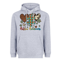 Heather Grey autism awareness leopard cowhide herts puzzle Heavyweight Hoodie - Artiststas