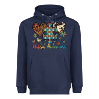Navy autism awareness leopard cowhide herts puzzle Heavyweight Hoodie - Artiststas