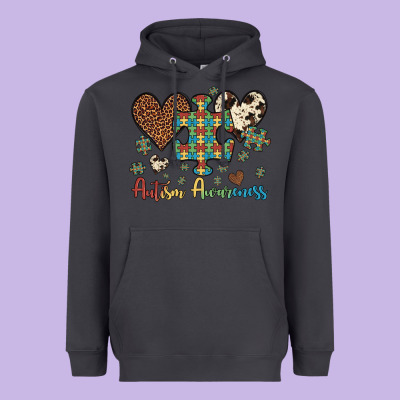 Autism Awareness Leopard Cowhide Herts Puzzle Heavyweight Hoodie Designed By Artiststas