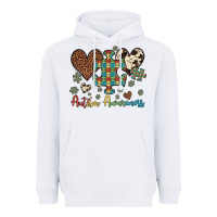 White autism awareness leopard cowhide herts puzzle Heavyweight Hoodie - Artiststas