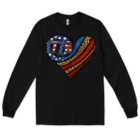 Black american western leopard flag heart Long Sleeve Tee - Jasminsmagicworld