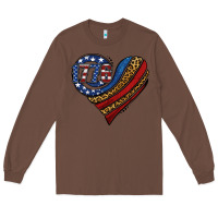 Chestnut american western leopard flag heart Long Sleeve Tee - Jasminsmagicworld