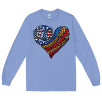 Colony Blue american western leopard flag heart Long Sleeve Tee - Jasminsmagicworld