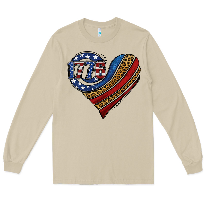 American Western Leopard Flag Heart Long Sleeve Tee by Jasminsmagicworld | Teevron