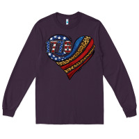 Plum american western leopard flag heart Long Sleeve Tee - Jasminsmagicworld