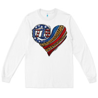 White american western leopard flag heart Long Sleeve Tee - Jasminsmagicworld