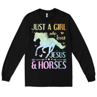 Black Jesus And Horses, Horse Gifts For Girls, Women Long Sleeve Tee - minhPixels