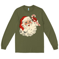 Army Green santa vintage face Long Sleeve Tee - minhPixels