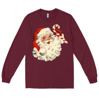 Burgundy santa vintage face Long Sleeve Tee - minhPixels