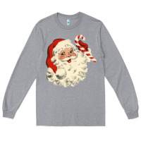 Heather Grey santa vintage face Long Sleeve Tee - minhPixels
