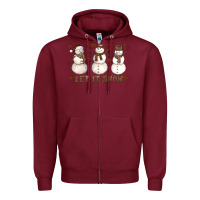 Burgundy Let It Snow Snowmen Zipper Hoodie - LillyAllenDesigns