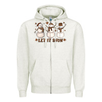 Oatmeal Heather Let It Snow Snowmen Zipper Hoodie - LillyAllenDesigns