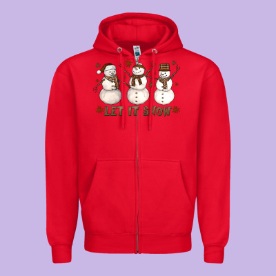 Let It Snow Snowmen Zipper Hoodie Designed By Lillyallendesigns