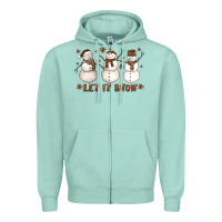 Seafoam Let It Snow Snowmen Zipper Hoodie - LillyAllenDesigns