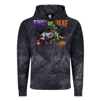 Cloud Black trick or treat with monster truck and t rex Vintage Hoodie - CowGirlArtShop
