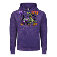 Cloud Purple trick or treat with monster truck and t rex Vintage Hoodie - CowGirlArtShop