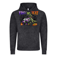 Vintage Black trick or treat with monster truck and t rex Vintage Hoodie - CowGirlArtShop