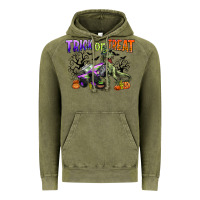 Vintage Olive trick or treat with monster truck and t rex Vintage Hoodie - CowGirlArtShop