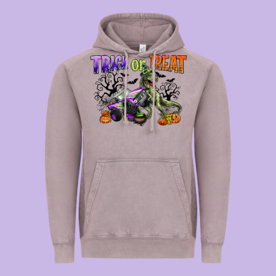 Trick Or Treat With Monster Truck And T Rex Vintage Hoodie Designed By Cowgirlartshop