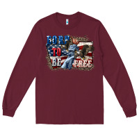 Burgundy Born to be free Long Sleeve Tee - CowGirlArtShop