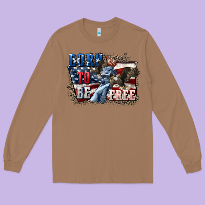 Born To Be Free Long Sleeve Tee Designed By Cowgirlartshop