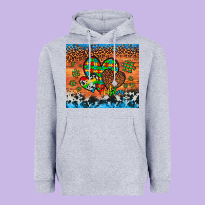 Autism Awareness Hearts Leopard Cowhide Heavyweight Hoodie Designed By Artiststas
