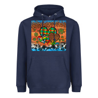 Navy autism awareness hearts leopard cowhide Heavyweight Hoodie - Artiststas