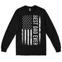 Black Father's Day Best Dad Ever American Flag Long Sleeve Tee - minhPixels