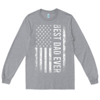 Heather Grey Father's Day Best Dad Ever American Flag Long Sleeve Tee - minhPixels