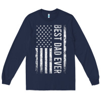 Navy Father's Day Best Dad Ever American Flag Long Sleeve Tee - minhPixels