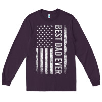 Plum Father's Day Best Dad Ever American Flag Long Sleeve Tee - minhPixels