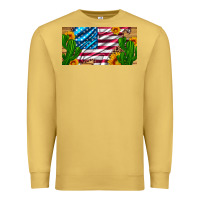 Antique Gold usa flag and cactus and sunflowers with leopard and wood license  plat Premium Sweatshirt - Artiststas