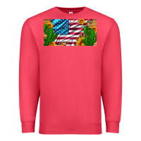 Cardinal usa flag and cactus and sunflowers with leopard and wood license  plat Premium Sweatshirt - Artiststas