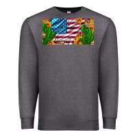 Usa Flag And Cactus And Sunflowers With Leopard And Wood License  Plat Premium Sweatshirt | Teevron