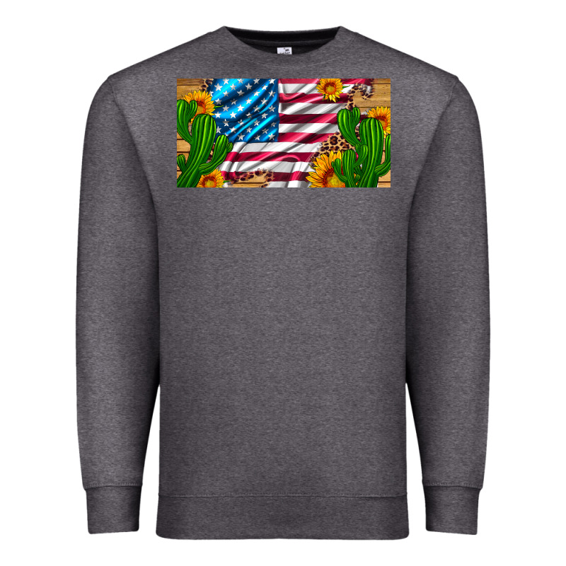 Usa Flag And Cactus And Sunflowers With Leopard And Wood License  Plat Premium Sweatshirt by Artiststas | Teevron