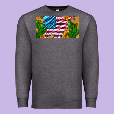Usa Flag And Cactus And Sunflowers With Leopard And Wood License  Plat Premium Sweatshirt Designed By Artiststas