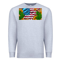 Heather Grey usa flag and cactus and sunflowers with leopard and wood license  plat Premium Sweatshirt - Artiststas