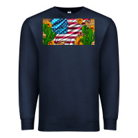 Navy usa flag and cactus and sunflowers with leopard and wood license  plat Premium Sweatshirt - Artiststas